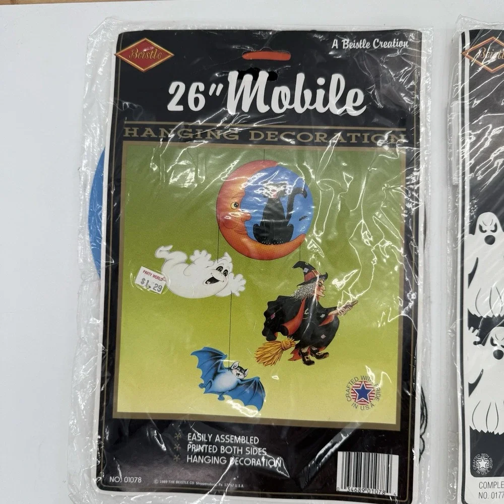 Vintage Beistle Halloween Lot Of 3 Witch Cat Bat Ghost Spider Garlands 1980s NEW